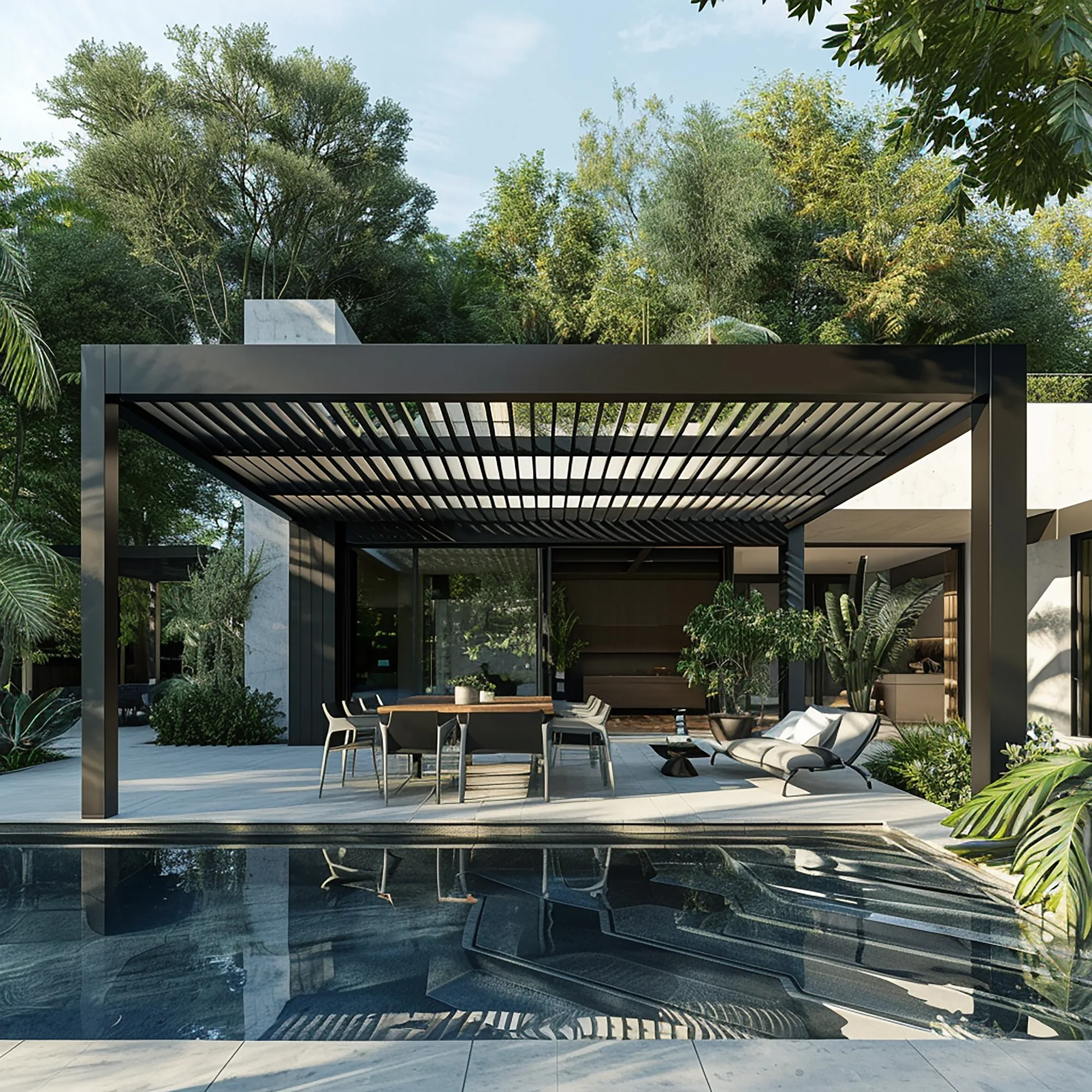 Entreprise Pergola Bioclimatique Autoportante Alu Noir
